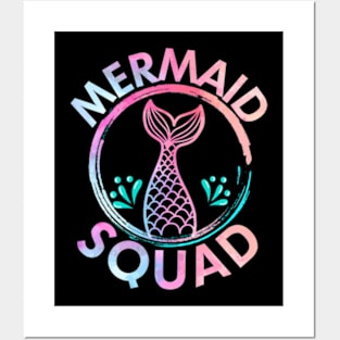 Mermaid Birthday Squad Party Matching Womens Kids Posters and Art